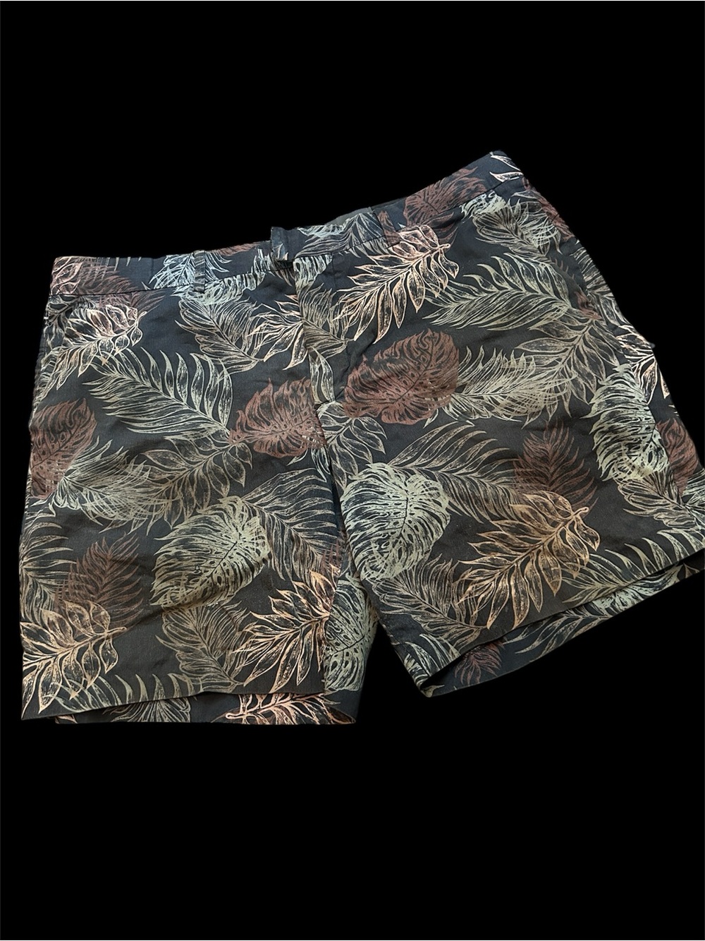 H&M Black Shorts with Green and Brown Leaf Accents (DMG)